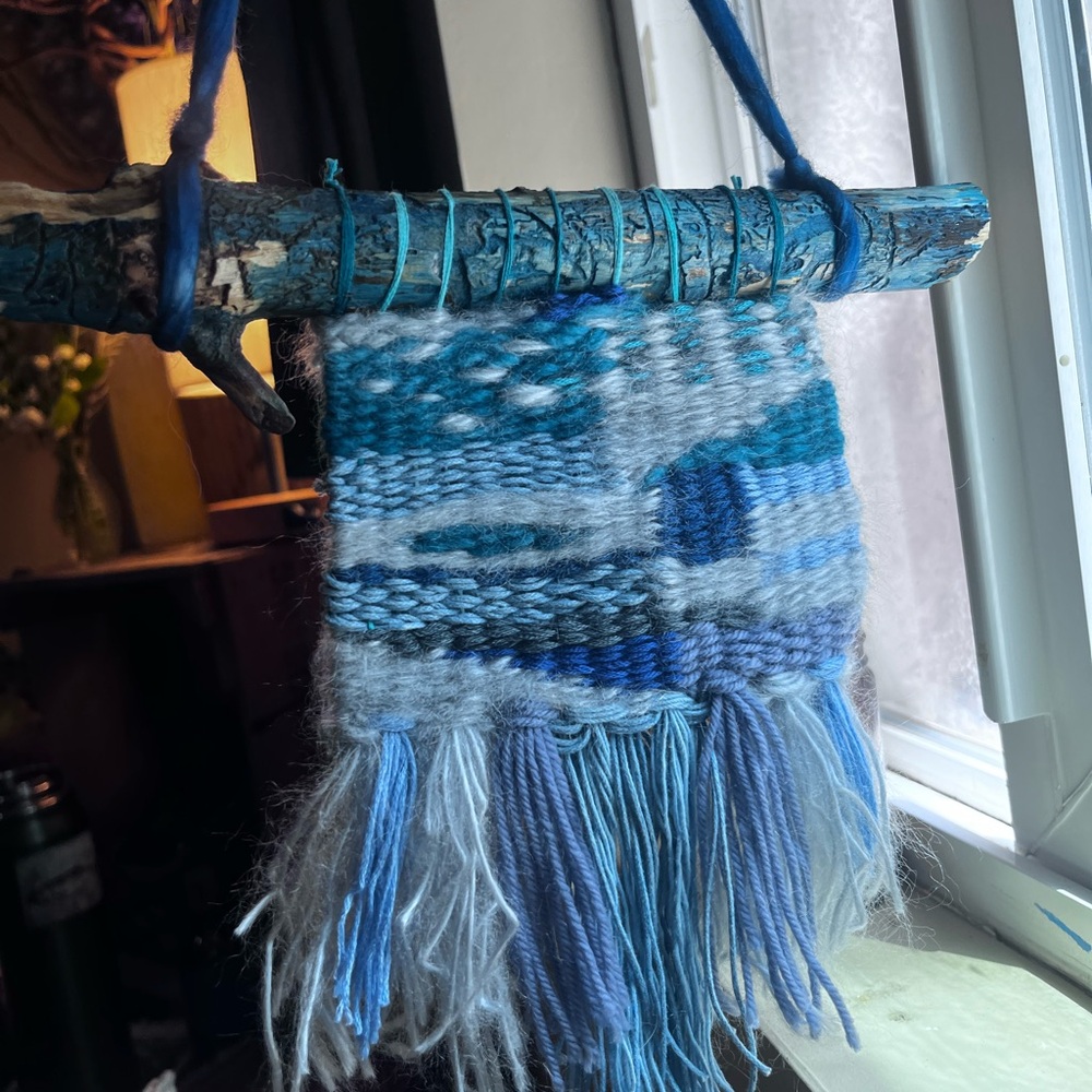 Handcrafted Blue and Gray Wall Hanging